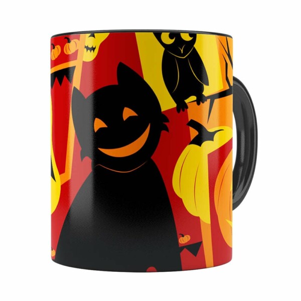 Caneca Halloween Dia Das Bruxas V04 Preta