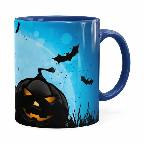 Caneca Halloween Dia Das Bruxas V05 Azul Escuro