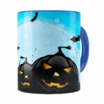 Caneca Halloween Dia Das Bruxas V05 Azul Escuro