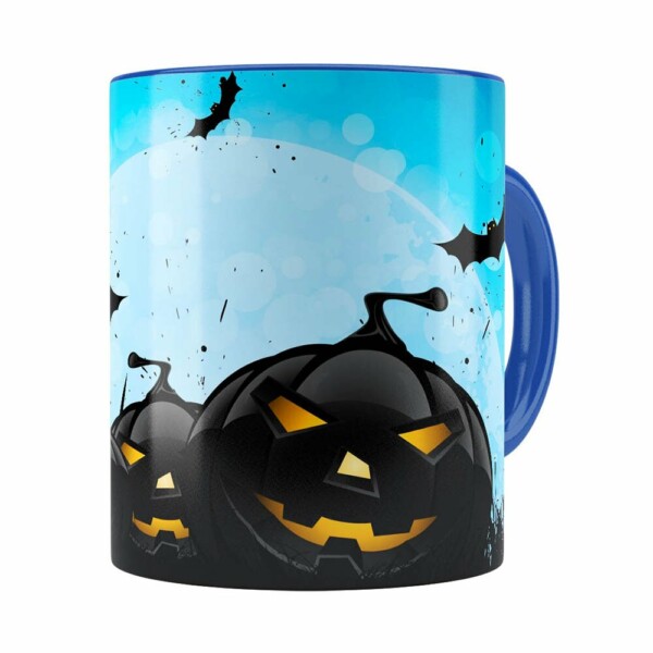 Caneca Halloween Dia Das Bruxas V05 Azul Escuro