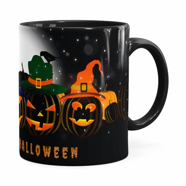 Caneca Halloween Dia Das Bruxas V06 Preta