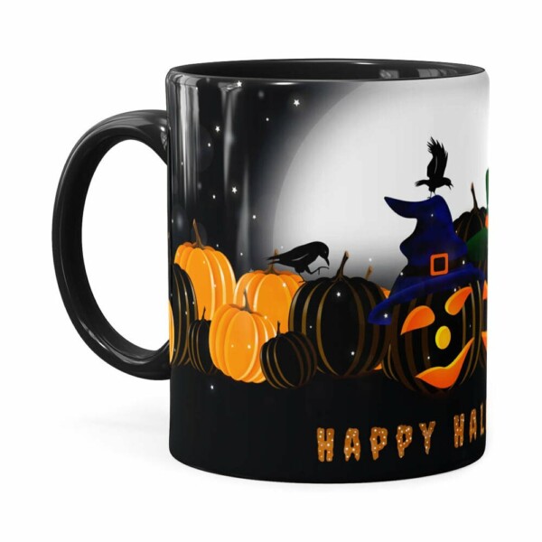 Caneca Halloween Dia Das Bruxas V06 Preta