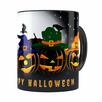 Caneca Halloween Dia Das Bruxas V06 Preta