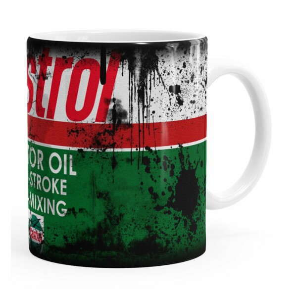 Caneca Lata De Óleo Retrô Oil Castrol Branca