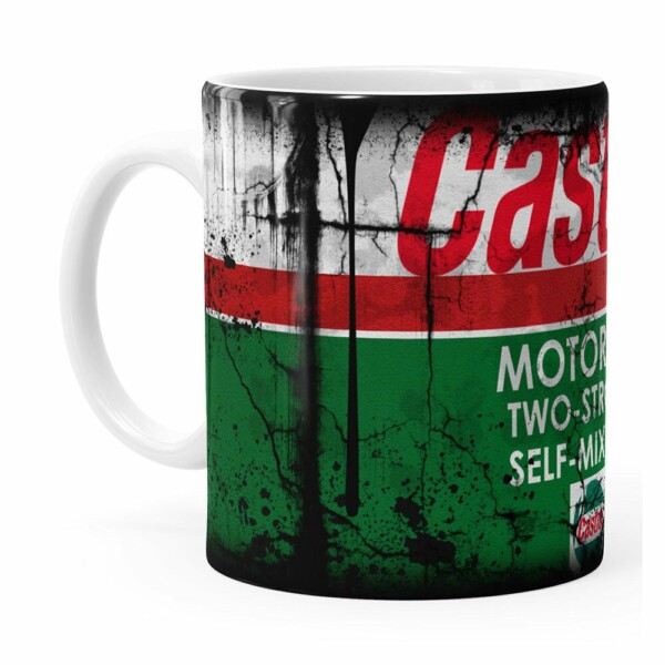 Caneca Lata De Óleo Retrô Oil Castrol Branca