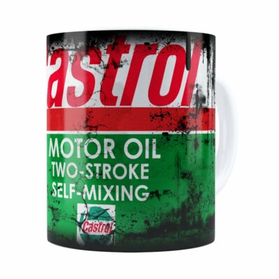 Caneca Lata De Óleo Retrô Oil Castrol Branca