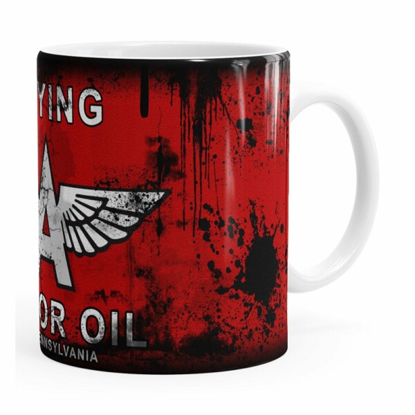 Caneca Lata De Óleo Retrô Oil Flying Branca