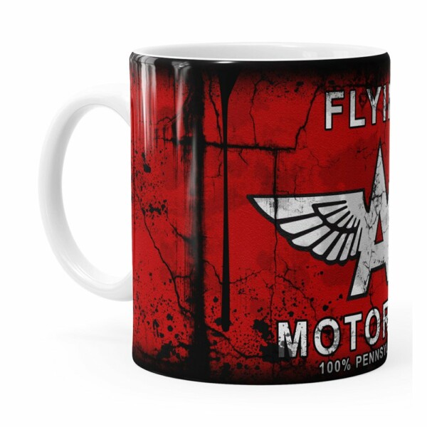 Caneca Lata De Óleo Retrô Oil Flying Branca