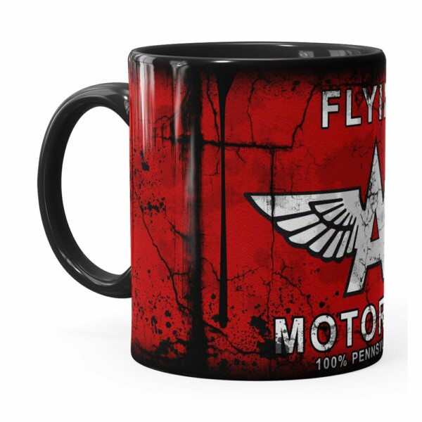 Caneca Lata De Óleo Retrô Oil Flying Preta