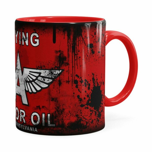 Caneca Lata De Óleo Retrô Oil Flying Vermelha