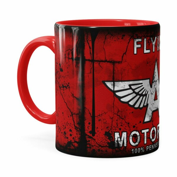 Caneca Lata De Óleo Retrô Oil Flying Vermelha