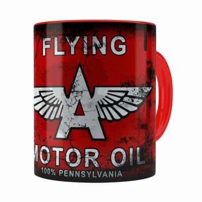 Caneca Lata De Óleo Retrô Oil Flying Vermelha