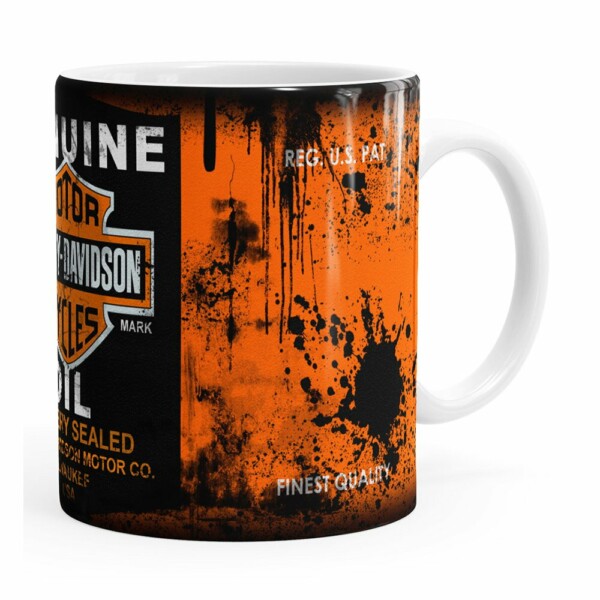 Caneca Lata De Óleo Retrô Oil Harley Davidson Branca