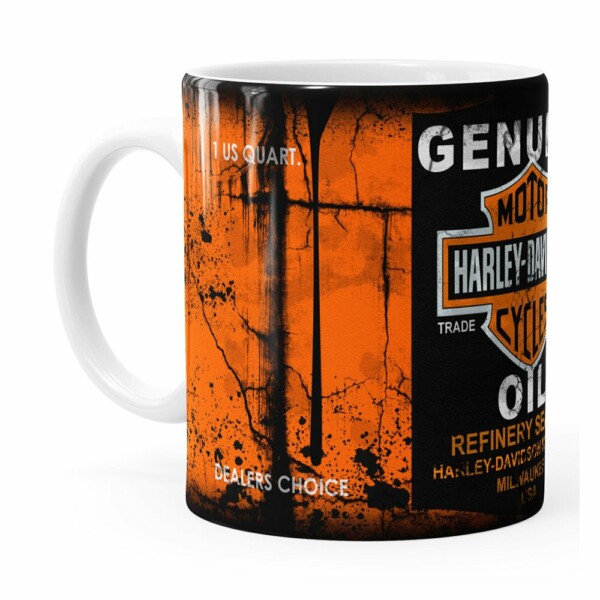 Caneca Lata De Óleo Retrô Oil Harley Davidson Branca