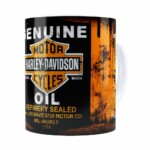 Caneca Lata De Óleo Retrô Oil Harley Davidson Branca