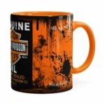 Caneca Lata De Óleo Retrô Oil Harley Davidson Laranja