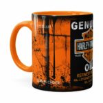 Caneca Lata De Óleo Retrô Oil Harley Davidson Laranja