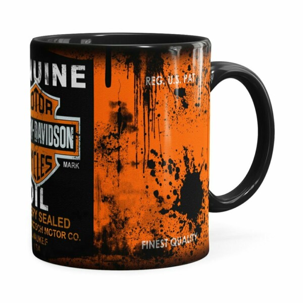 Caneca Lata De Óleo Retrô Oil Harley Davidson Preta