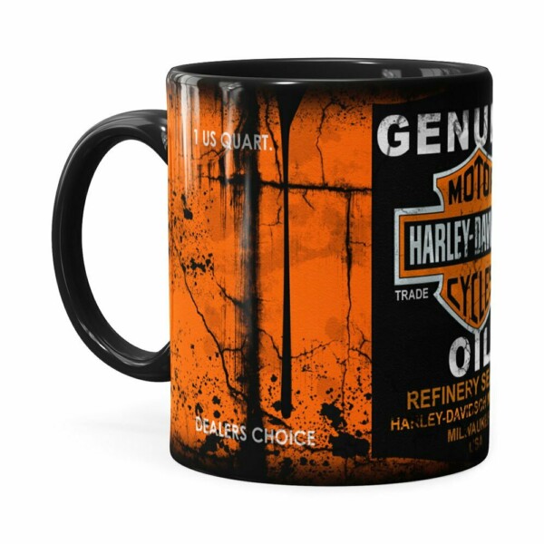 Caneca Lata De Óleo Retrô Oil Harley Davidson Preta