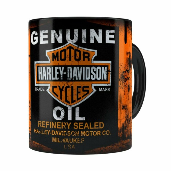 Caneca Lata De Óleo Retrô Oil Harley Davidson Preta