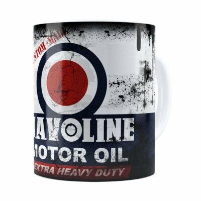 Caneca Lata De Óleo Retrô Oil Havoline Branca