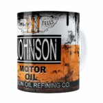 Caneca Lata De Óleo Retrô Oil Johnson Branca