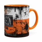 Caneca Lata De Óleo Retrô Oil Johnson Laranja