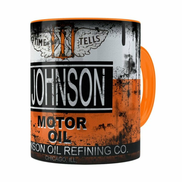 Caneca Lata De Óleo Retrô Oil Johnson Laranja