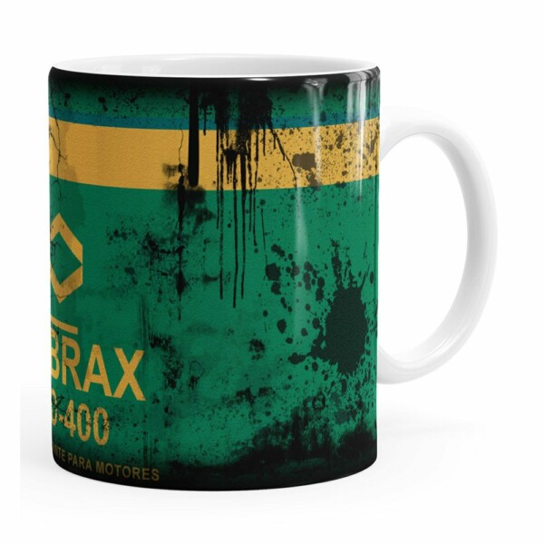 Caneca Lata De Óleo Retrô Oil Lubrax 01 Branca