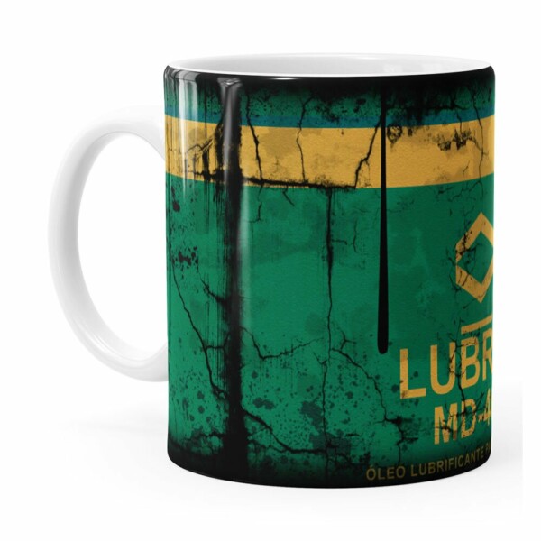 Caneca Lata De Óleo Retrô Oil Lubrax 01 Branca