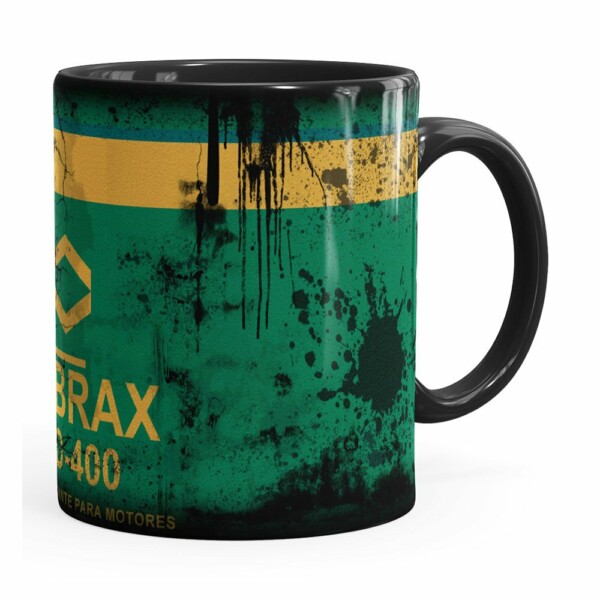 Caneca Lata De Óleo Retrô Oil Lubrax 01 Preta