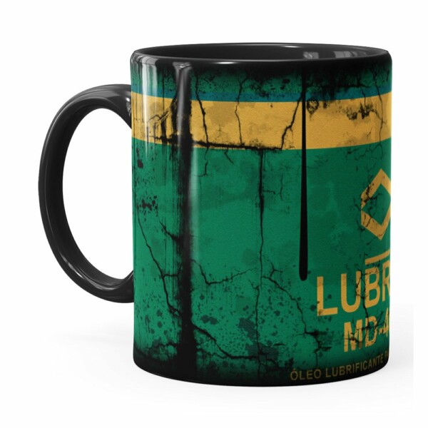 Caneca Lata De Óleo Retrô Oil Lubrax 01 Preta