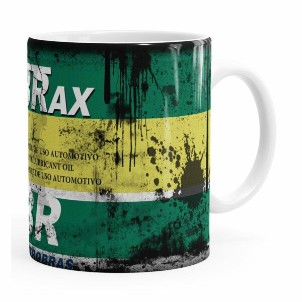 Caneca Lata De Óleo Retrô Oil Lubrax 02 Branca