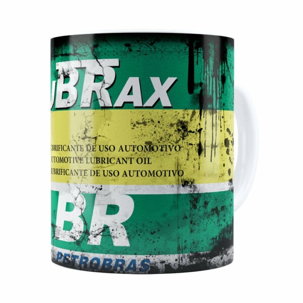 Caneca Lata de Óleo Retrô Oil Lubrax v02 Branca