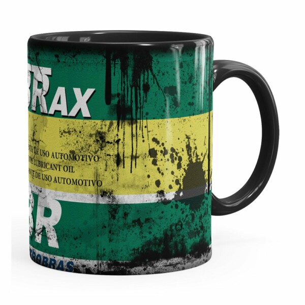 Caneca Lata De Óleo Retrô Oil Lubrax 02 Preta