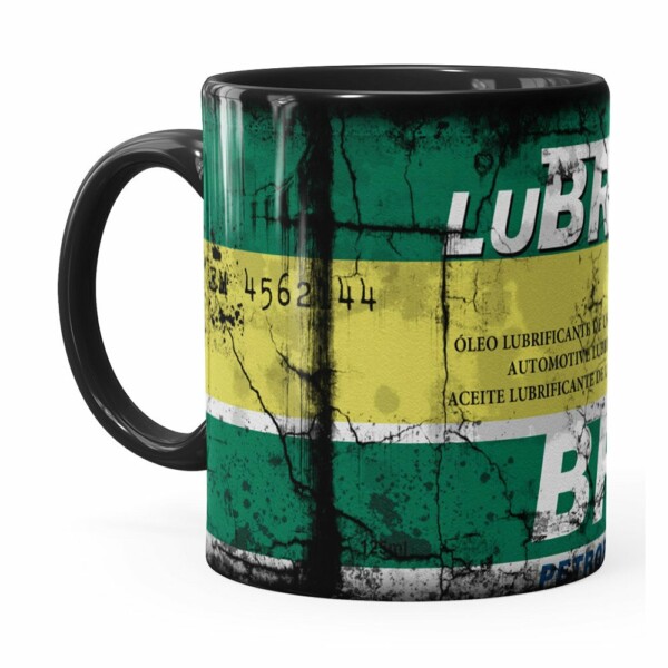Caneca Lata De Óleo Retrô Oil Lubrax 02 Preta