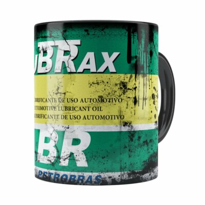 Caneca Lata de Óleo Retrô Oil Lubrax v02 Preta