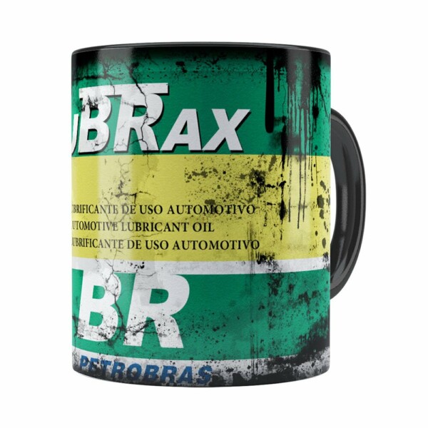 Caneca Lata de Óleo Retrô Oil Lubrax v02 Preta