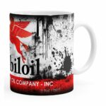 Caneca Lata De Óleo Retrô Oil Mobiloil Branca