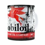 Caneca Lata De Óleo Retrô Oil Mobiloil Branca