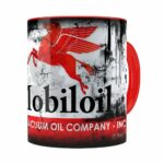 Caneca Lata De Óleo Retrô Oil Mobiloil Vermelha