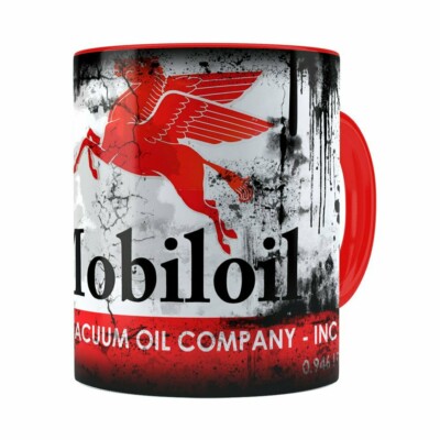 Caneca Lata De Óleo Retrô Oil Mobiloil Vermelha