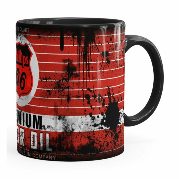 Caneca Lata De Óleo Retrô Oil Phillips Preta
