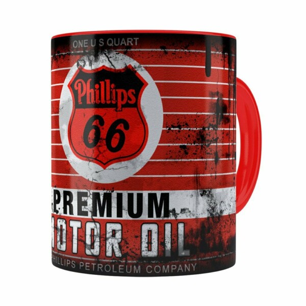 Caneca Lata De Óleo Retrô Oil Phillips Vermelha