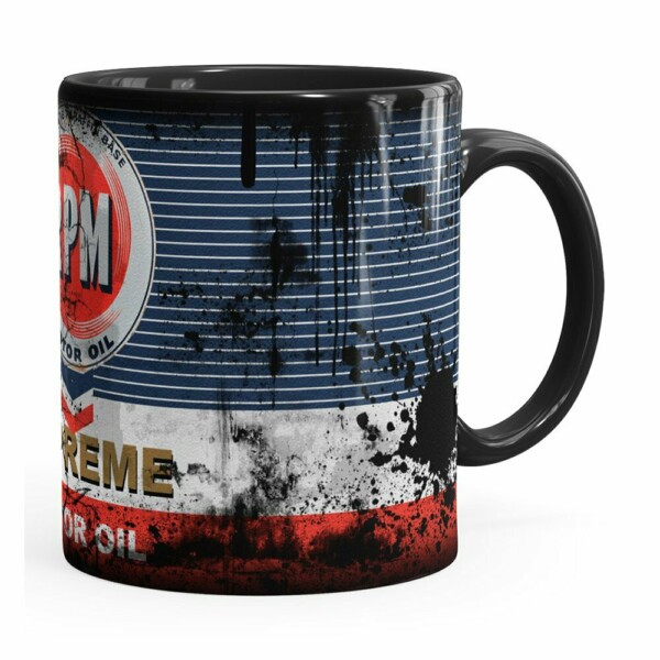 Caneca Lata De Óleo Retrô Oil Rpm Preta