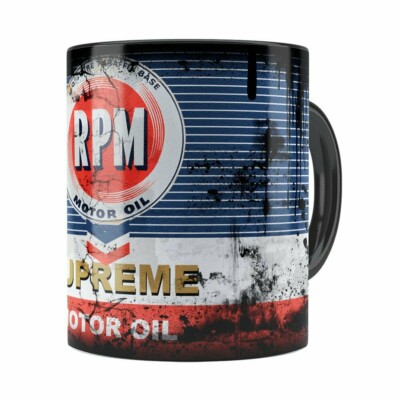 Caneca Lata De Óleo Retrô Oil Rpm Preta