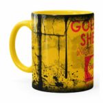 Caneca Lata De Óleo Retrô Oil Shell Amarela