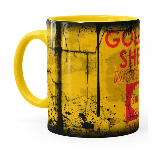 Caneca Lata De Óleo Retrô Oil Shell Amarela