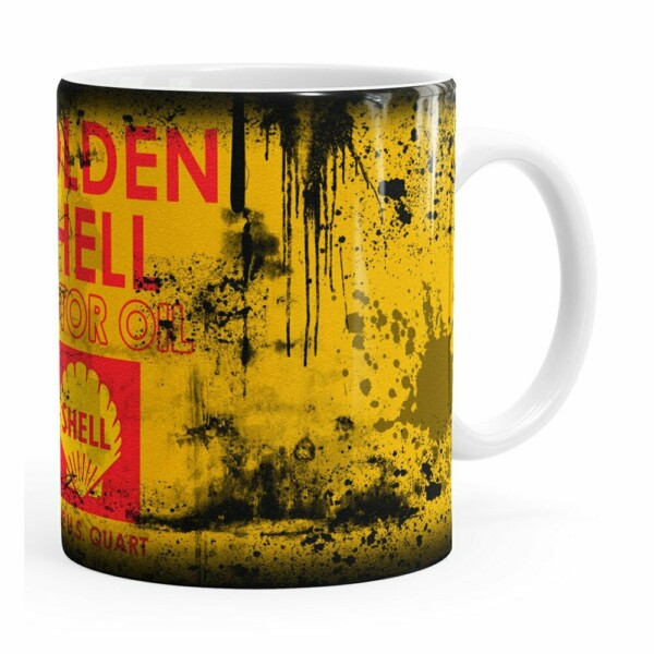 Caneca Lata De Óleo Retrô Oil Shell Branca