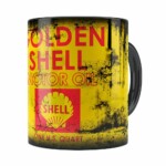 Caneca Lata De Óleo Retrô Oil Shell Preta